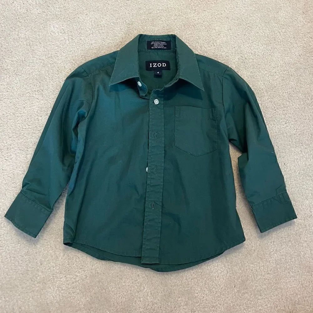 Toddler Boys Izod Button Down Collared Shirt 4T